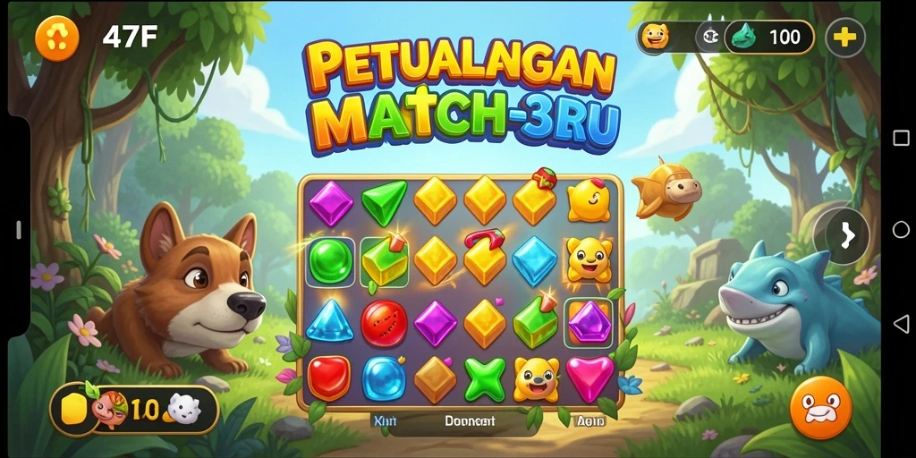 Screenshot menampilkan gameplay seru dari 47F Match-3.