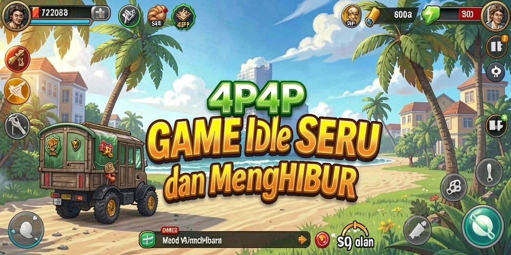 Gambar gameplay 4P4P yang menampilkan karakter dan aksi Idle.