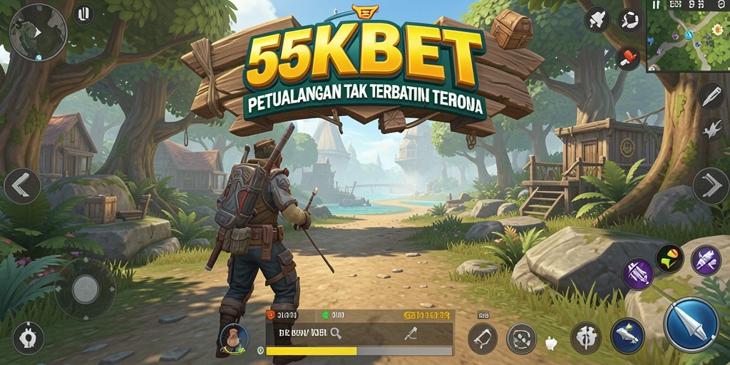 Tangkapan layar menampilkan dunia terbuka penuh petualangan dalam 55KBET.
