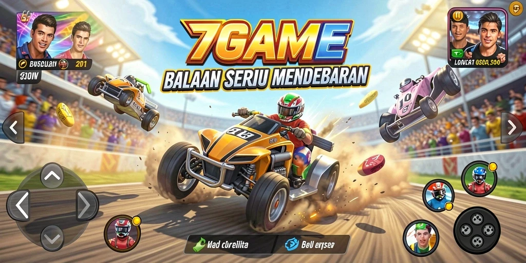 Gameplay balapan yang mendebarkan di 7GAME.