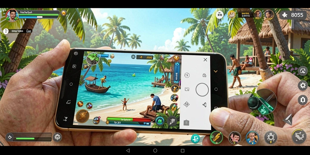 Tampilan gameplay seru dari 8055 yang penuh warna.