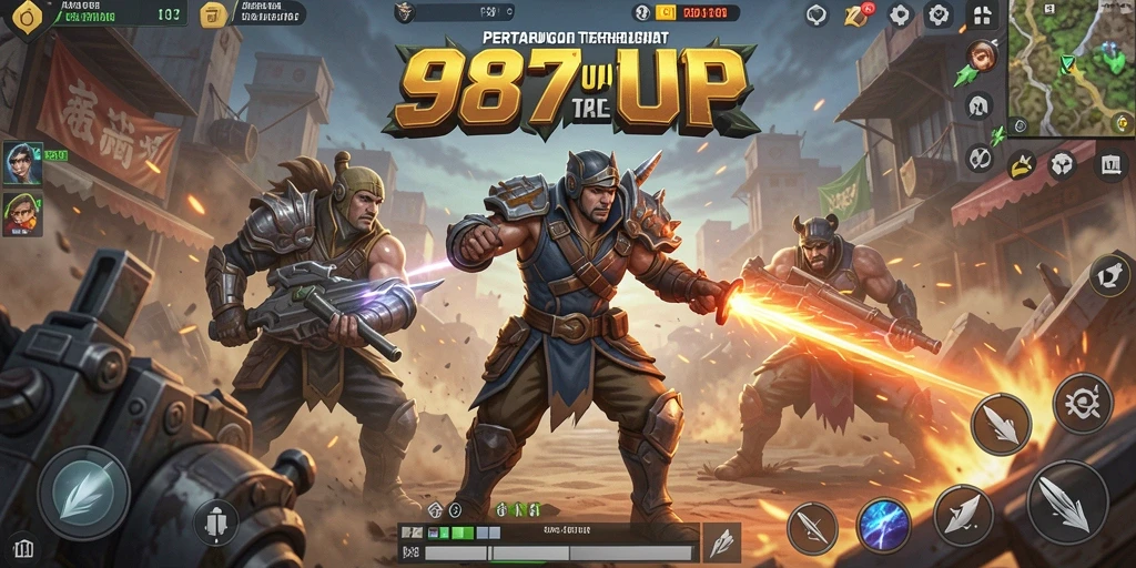 Gameplay seru di 987UP dengan pertempuran Battle Royale yang mendebarkan.