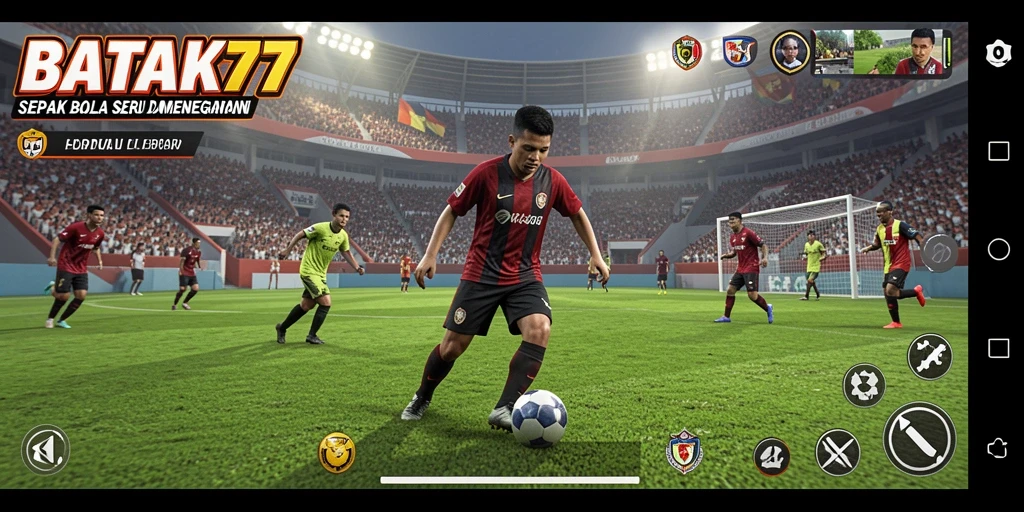 Tampilan gameplay menarik dalam BATIK77 dengan aksi sepak bola yang mendebarkan.