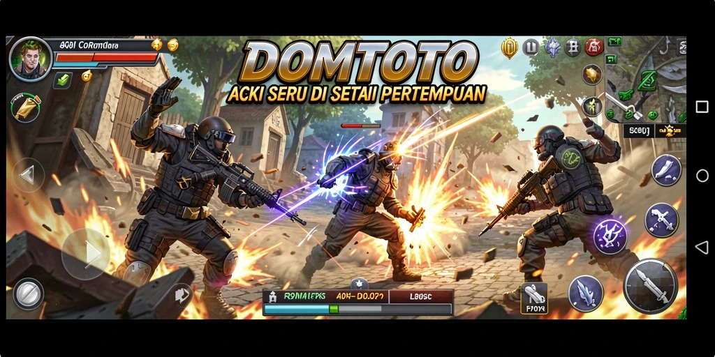 Tangkapan layar gameplay DOMTOTO menampilkan aksi mendebarkan dalam pertempuran.