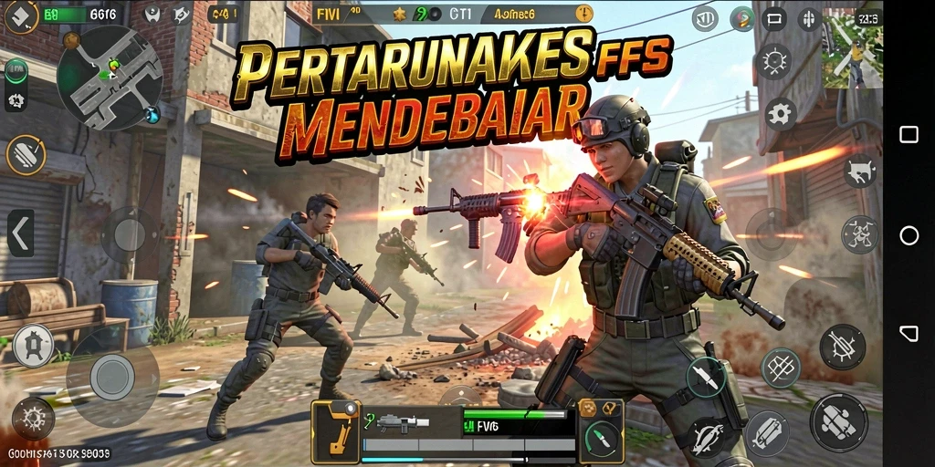 Screenshot utama FW66 menampilkan aksi tembak-menembak yang intens.