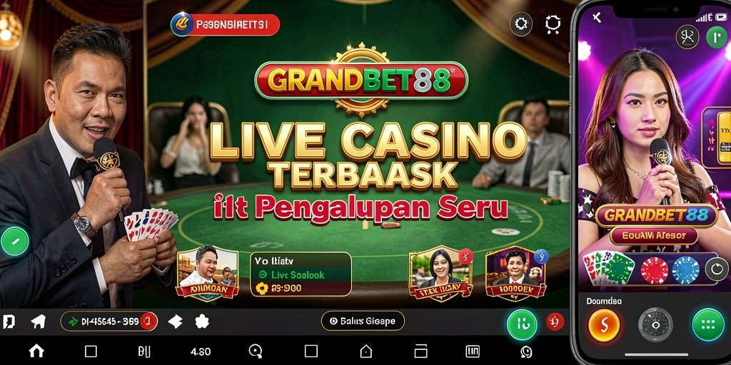 Screenshot gameplay menunjukkan dealer langsung yang menghibur dan permainan yang seru.