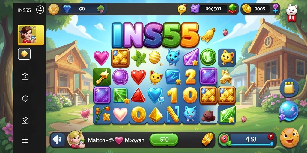 Screenshot gameplay INS55 menampilkan momen seru match-3.