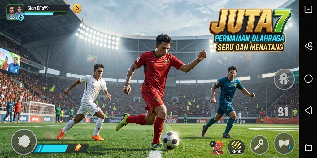 Screenshot gameplay menarik dari JUTA7 yang menunjukkan aksi olahraga.