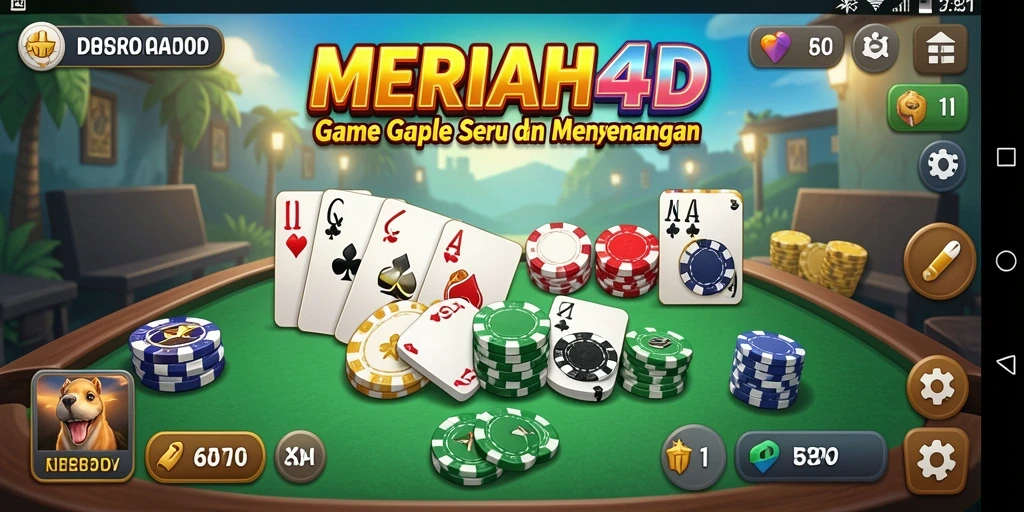 Tampilan gameplay MERIAH4D yang menghadirkan keseruan permainan Gaple.