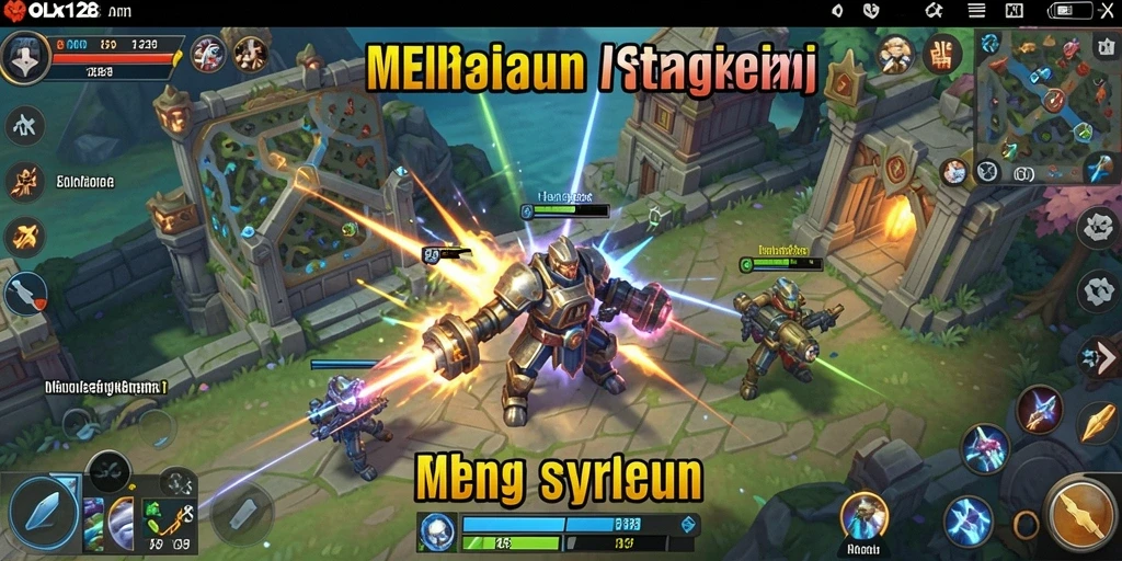 Screenshot gameplay OLX128 menampilkan strategi pertempuran yang intens.