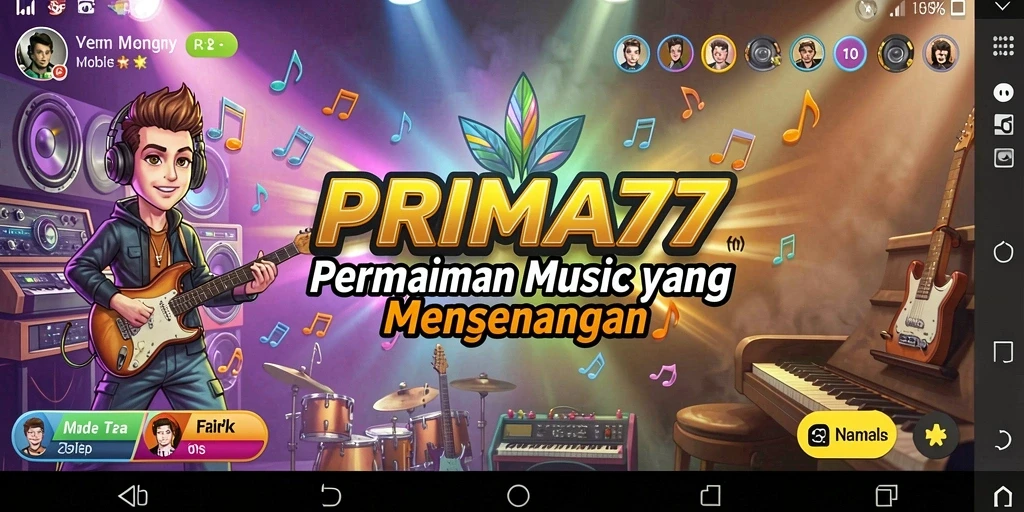 Tampilan gameplay PRIMA77 yang menarik dengan alunan musik.