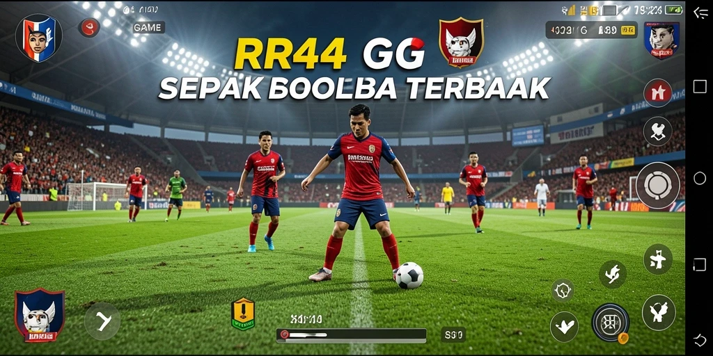 Tampilan gameplay RR44 menunjukkan aksi seru sepak bola.