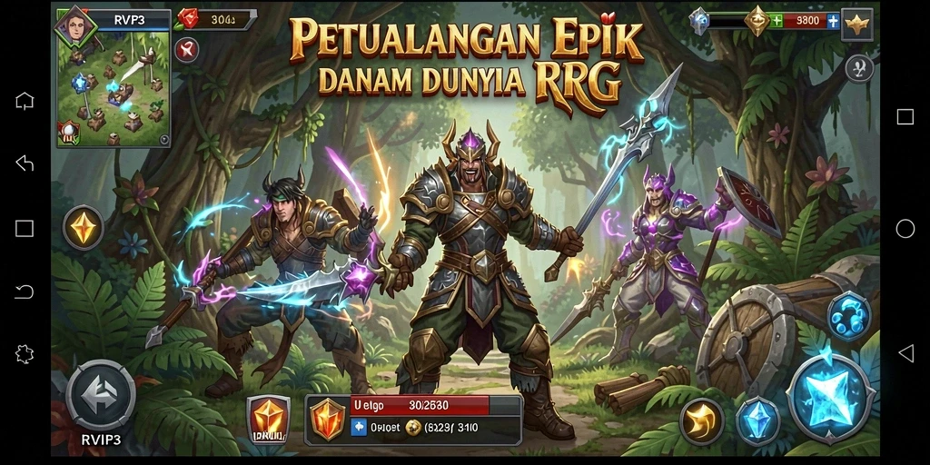 Tampilan epic gameplay RVIP3 dengan pertarungan dinamis dan karakter unik.