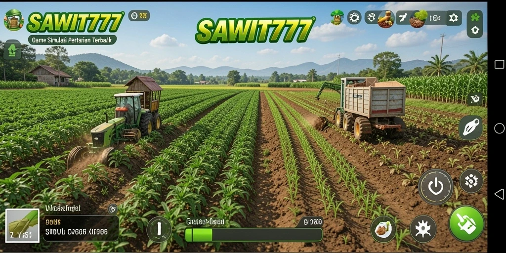 Tampilan gameplay menarik dari SAWIT777 dengan elemen pertanian.