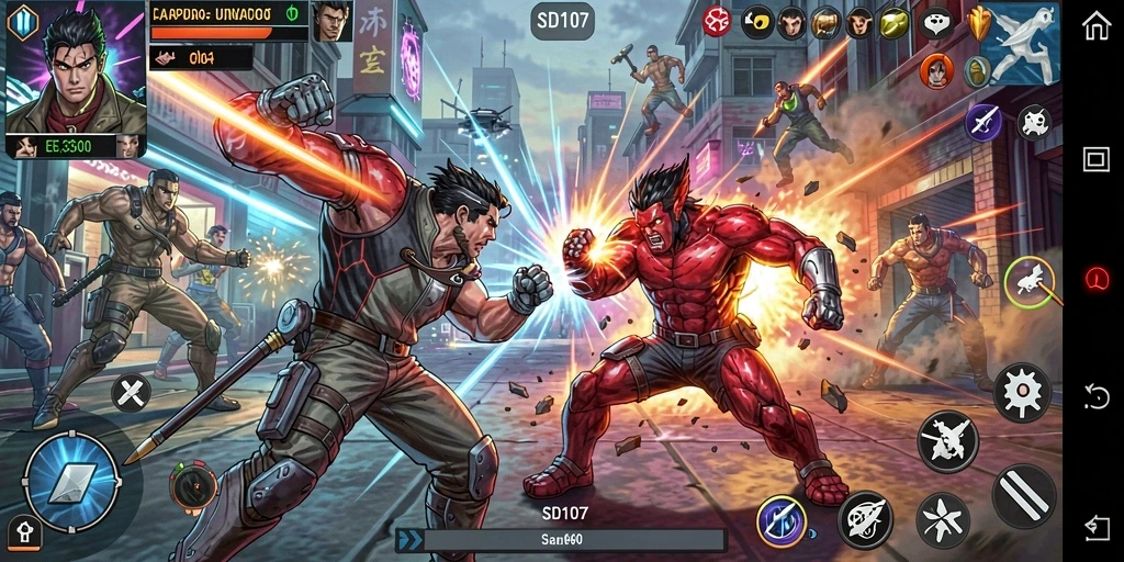 Gameplay Fighting yang intens dan mendebarkan di SD107.
