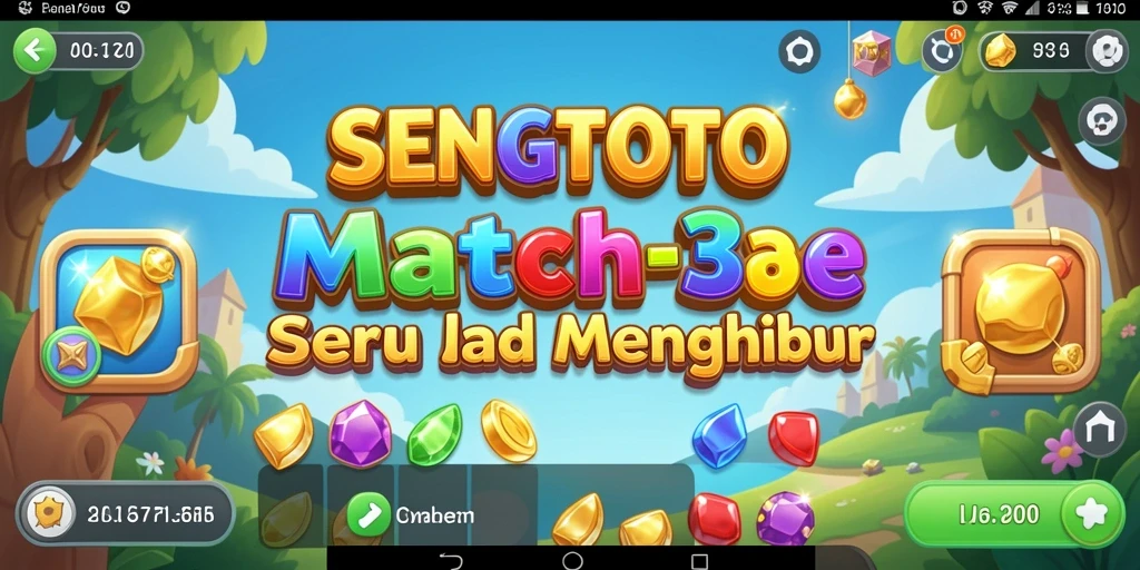 Tangkapan layar SENGTOTO menampilkan aksi mencocokkan elemen warna-warni dalam permainan Match-3.