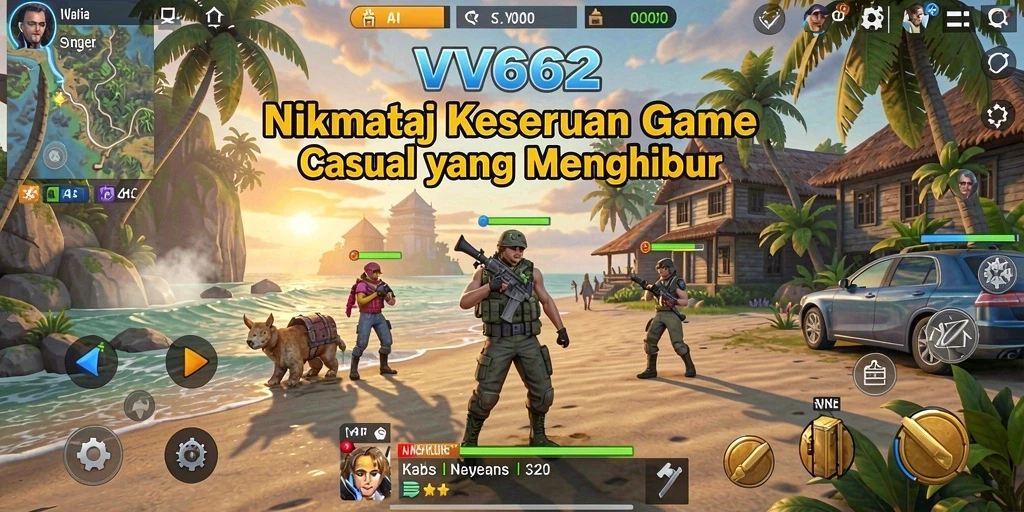 Screenshot gameplay menarik dari VV62 yang penuh warna.