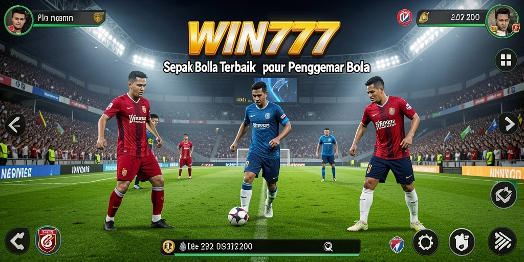 Screenshot gameplay WIN777 menampilkan aksi mendebarkan di lapangan sepak bola.